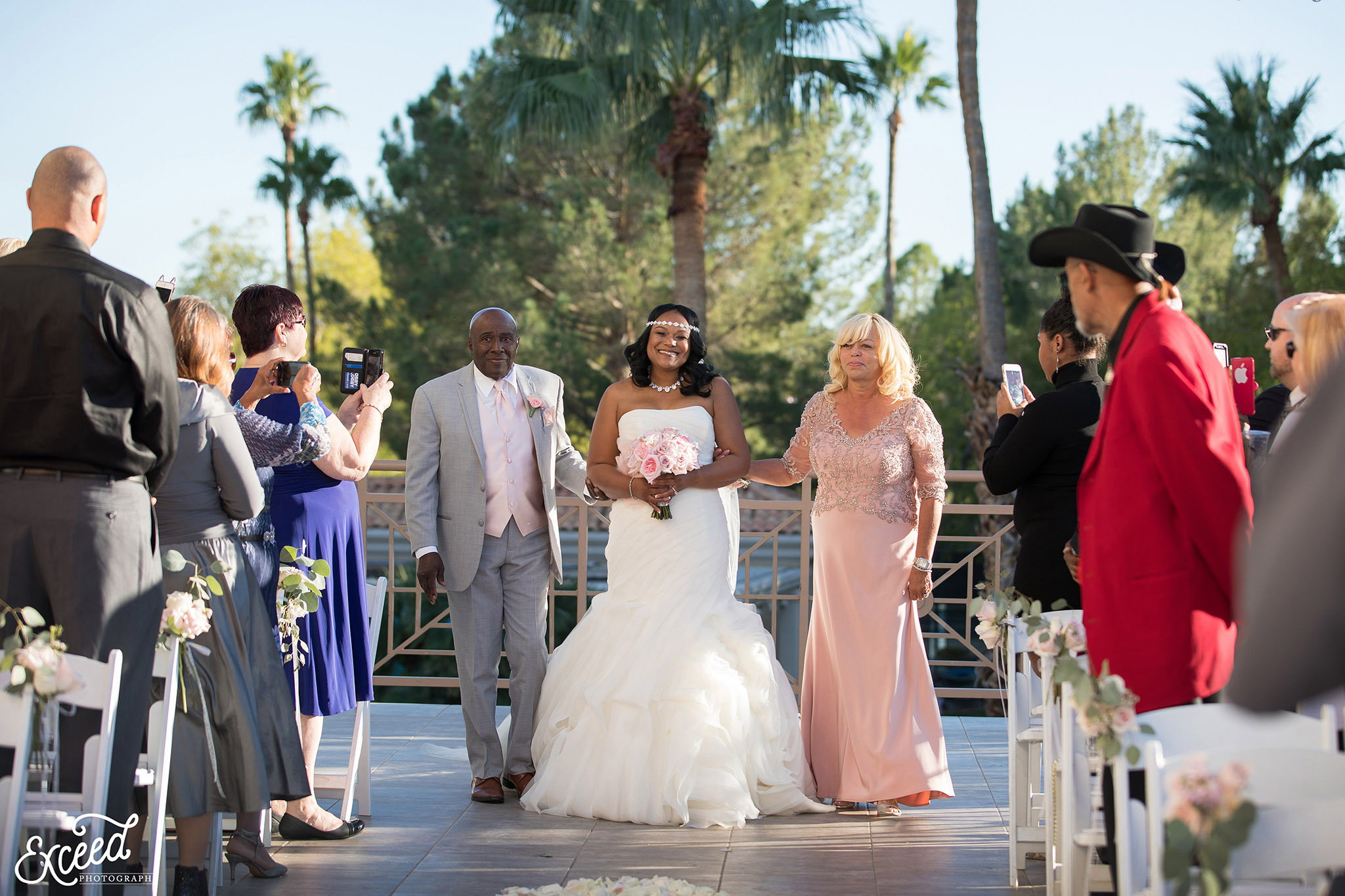 Bride walking down aisle at Canyon Gate Country Club Las Vegas