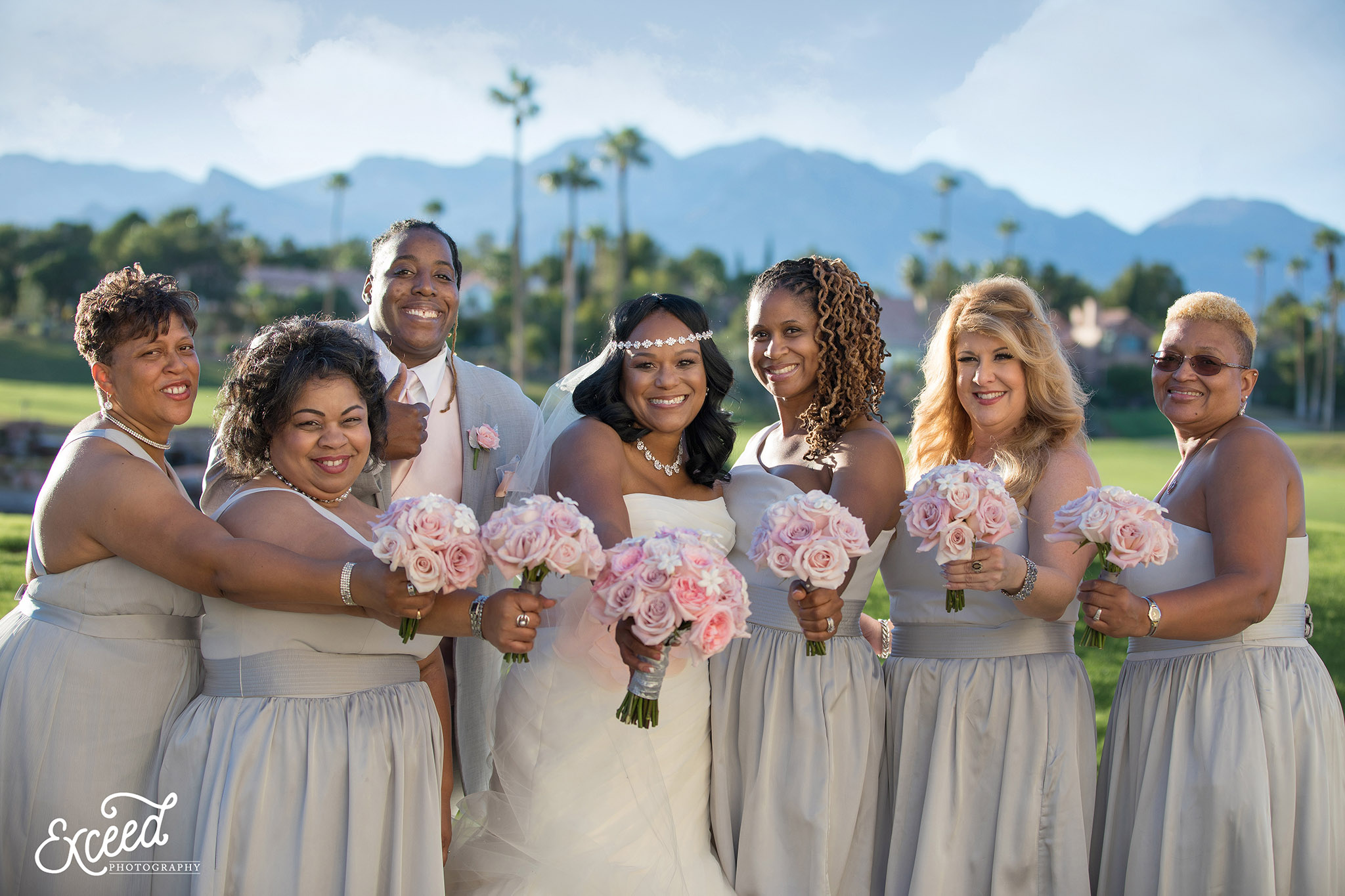 bride and her gang of bridesmaids in Las Vegas 