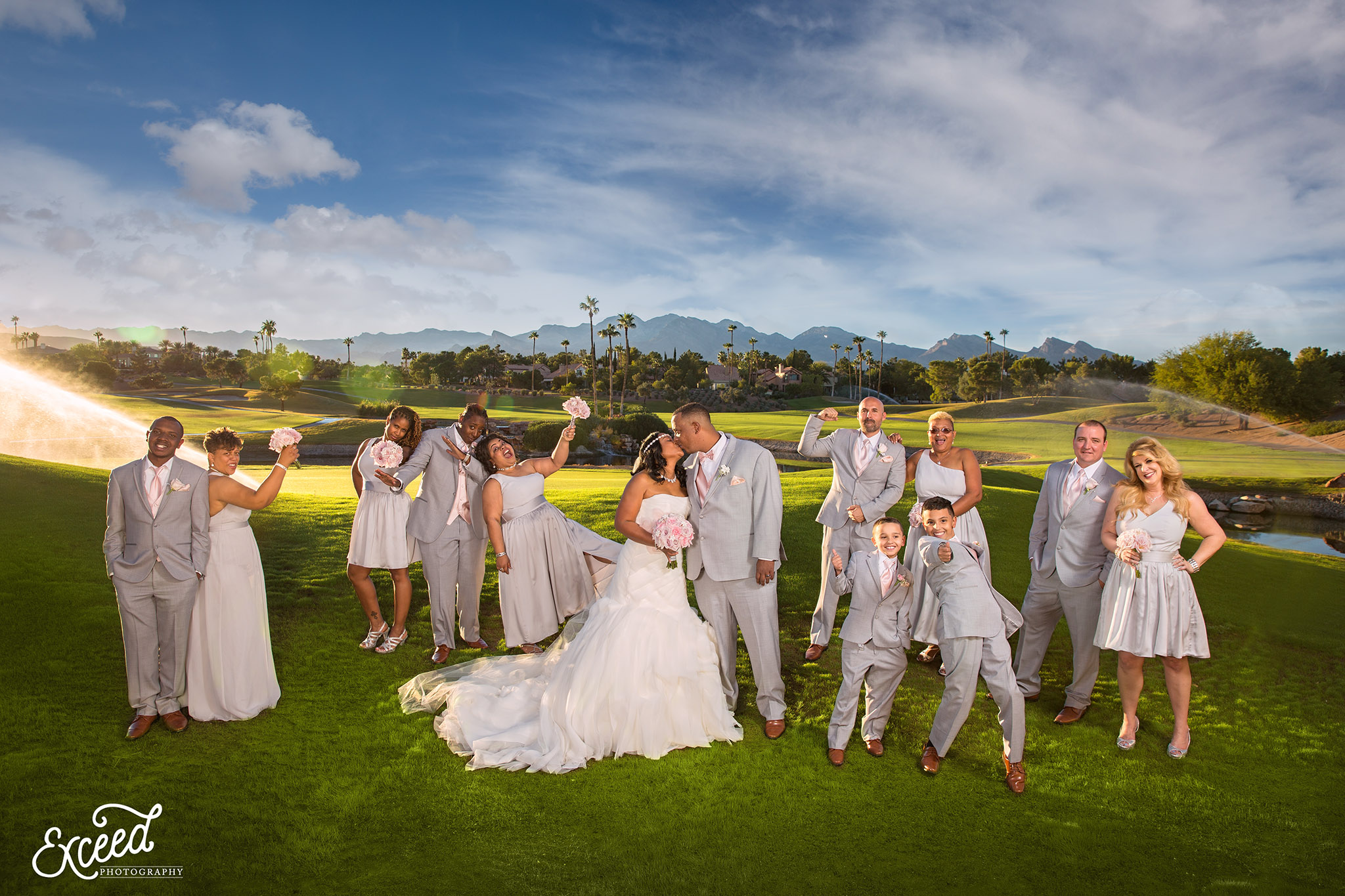 wedding party photos at Canyon Gate country club 