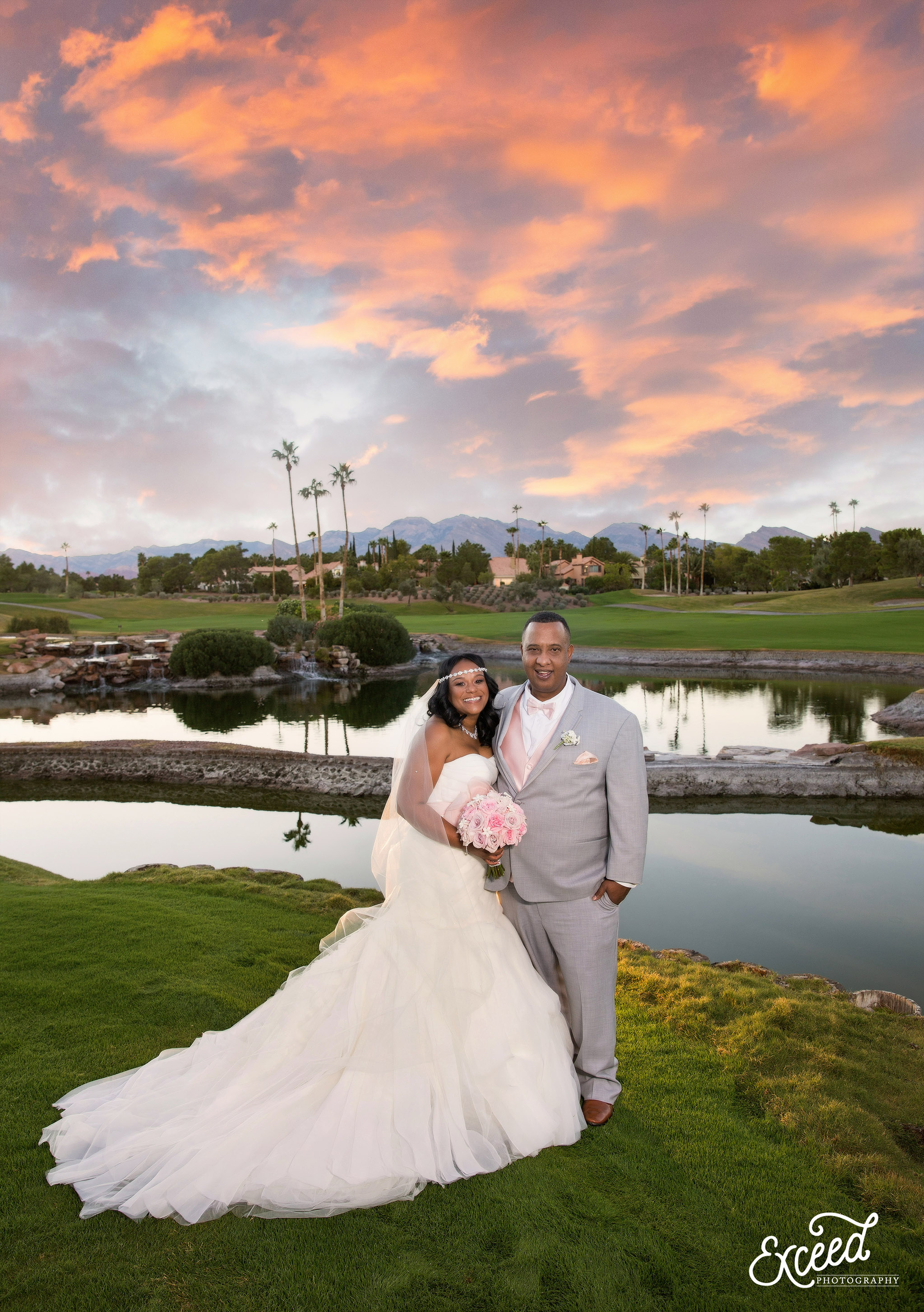 sunset wedding photos during Fall Canyon Gate Country Club Wedding in Las Vegas 