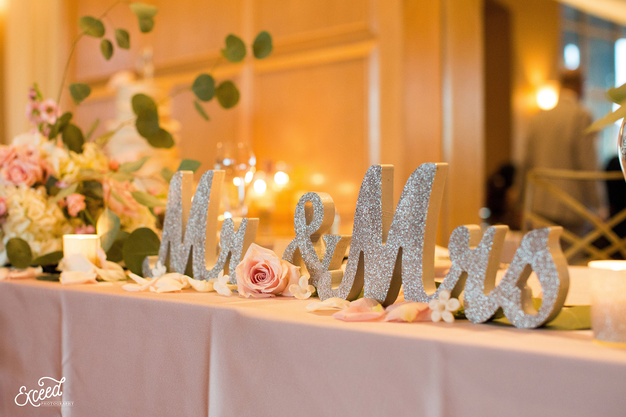wedding reception details mr and mrs sign